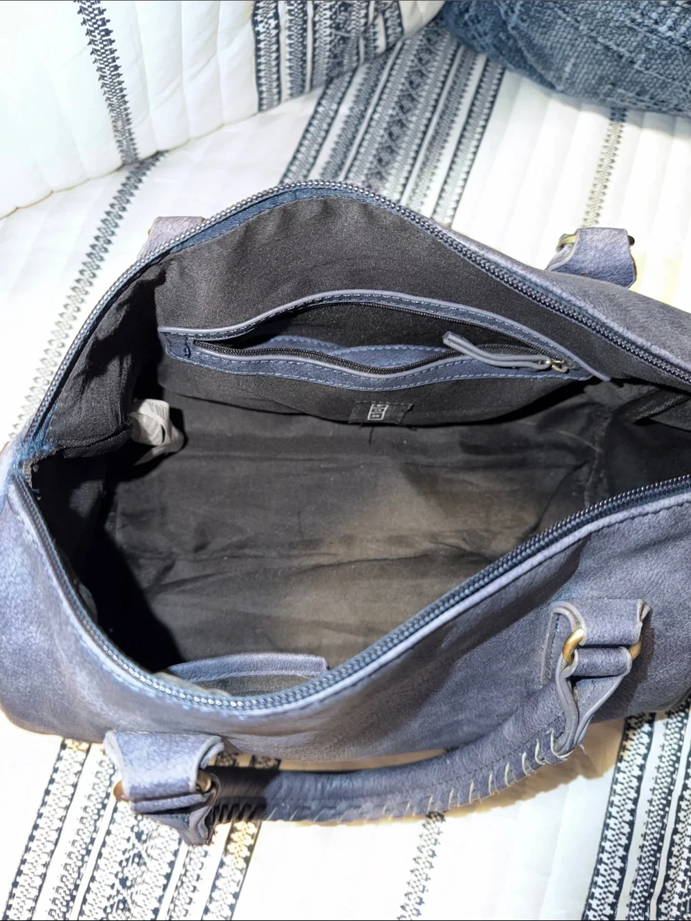 Misako Navy Leather-Effect Holdall Bag